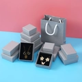 Gray litchi grain jewelry boxes and paper gift bag with necklace display - 7*9*3cm / Gray