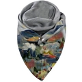 Detail of grey scarf featuring a colorful oil painting pattern and metal snap button - 150*75cm / Grey Colorful Oil Painting (Image 15)
