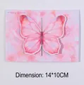 Pink watercolor 3D butterfly pop-up greeting card, size 14x10CM for celebrations - Pink Romantic Butterfly