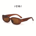Retro small square sunglasses with transparent brown frame and dark brown lenses, style C10 - Tea Frame Tea Lens