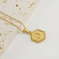 Minimalist gold hexagon necklace featuring the letter J pendant on a delicate cable chain - Letter J (Single Pendant)