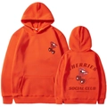 Felpa con cappuccio unisex arancione acceso con stampa grafica Cherries sul davanti e retro - Taglia S / Arancione Slogan