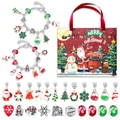 Christmas countdown calendar kit with DIY charm bracelets and festive themed pendants - M-12 Classic Christmas