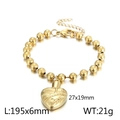 Pulsera de bolas doradas de acero inoxidable con colgante de corazón y cierre - Estilo B Pulsera Oro