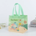 Sac cadeau de Pâques réutilisable en tissu non tissé vert et beige avec motif lapin - DT16 Marquage à l'or / 20X20X15CM