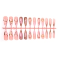 Faux ongles amande 3D roses avec détails dorés, perles et étoiles, lot de 24 - 24 Pièces En Bande (Emballage Simple) / Rose Clair En Bande (C1-13848)