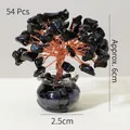 Miniature black obsidian crystal money tree with 54 stones in glass vase, 6cm tall - 54 Crystals Obsidian (Mini Fish Tank)