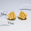 Exaggerated textured 18K gold plated irregular triangle earrings measuring 3.6cm by 3.1cm - Wrinkle Style 1 - Gold