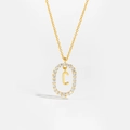 Detail of s925 silver 18K gold letter C necklace with white crystal oval pendant - Letter C