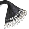 Set zwarte platte nylon lanyards met zilveren karabijnsluiting voor badgehouders - Zwart