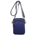 Bolso bandolera de nailon acolchado azul marino impermeable con correa ancha - Azul