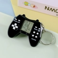 Mini retro handheld Tetris game console keychain in black with tactile buttons - Solid Black
