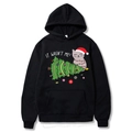 Felpa nera di Natale con stampa gatto cartone animato e grafica 'IT WASN'T ME!' - S / Nero