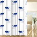 Waterproof PEVA shower curtain with navy blue cartoon whales and waves pattern - Thickened Whale (C1127)