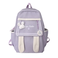 Zaino carino viola lavanda con orecchie di coniglio color crema e ricami decorativi - Viola