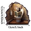 3D-Wandaufkleber Maus auf Toilette beim Lesen für Heimdekoration, 13x12,5cm Größe - Maus liest auf der Toilette Stil (UV50004T_T)