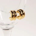 Minimalist double-layered C-shaped gold earrings with a smooth polished metallic finish - Gold