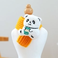 Soft yellow knitted pet scarf with cute plush panda charm for cats and dogs in winter - Yellow Basic Knitted Scarf