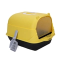 Enclosed cat litter box in yellow and black with portable handle and scooper - Large (50*37*36cm) / Black and Yellow