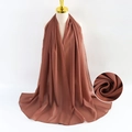 Reddish brown pearl chiffon headscarf wrap for women with elegant draped fabric texture - Brown