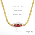 Detailed specs of 18k gold plated stainless steel necklace with red zircon stone - Red