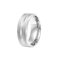 8mm breiter silberner Edelstahlring mit matter Mittelrille und polierten Außenkanten - US 5 / Silber