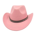 Detail of pink cowboy hat showing sparkling rhinestone band and wool felt texture - One Size / Pink (Rhinestone)