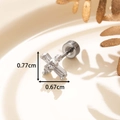 Titanium steel square zircon cross stud earring measuring 0.77cm by 0.67cm - Clear Zirconia Cross Stud (A179-2)