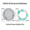 Molde de silicona circular DIY con modelo de anillo de textura de arena verde y base - Molde de Base Redonda para Ornamento 3D