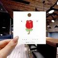 Cute red rose enamel pin with green leaves on white display card for bags and clothing - 96*Red Rose Enamel Pin