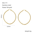Tabella delle taglie per grandi orecchini ovali in acciaio inossidabile placcato oro 18k - Stile Ovale Grande (ZE171G-03)