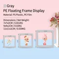 Gray PE film floating display box set in three sizes for jewelry and collectibles - Round Base / Gray
