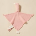 Pink muslin cotton baby swan security blanket for infant soothing and sleeping - Light Pink (Goose)