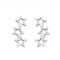 Minimalist silver stainless steel stud earrings with three hollow star shapes in a row - 320 Hollow Triple Stars / Steel