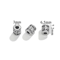 Stainless steel Buddhist cylinder beads with relief patterns, 7.2mm diameter size detail - Leaf Relief / Steel