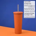 Gobelet 830ml en acier inoxydable orange mat avec paille et emballage boîte cadeau - Orange Cinabre (830ml) Sans Paille