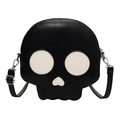 Creative skull-shaped crossbody bag in black PU leather with white heart-shaped nose design - Black