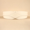 Close-up of cream wide waist cincher with diamond quilted stitching on leather texture - Off-White 65cm