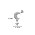 Silver celestial cartilage earring with moon and star zircon inlay and measurements - 7# Moon Star Pendant Style / Silver