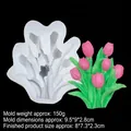 Tulip bouquet silicone mold for scented pendants and cake decor with size specifications - Style 2 Semi-transparent