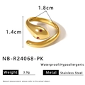 Detailed view of snake ring dimensions 1.8cm by 1.4cm with stainless steel material specs - Pink Zirconia Snake Ring (NB-R24068-PK)