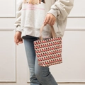 Sac à main rétro en velours côtelé avec motifs floraux et poignée tissée robuste - Nouveau sac à main en velours côtelé à fleurs rouges