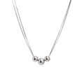 Elegante silberne Schlangenkette mit drei polierten, minimalistischen Metallperlen - Drei-Perlen-Schlangenkette / Silber