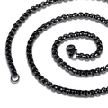 Collana da uomo in acciaio inossidabile nero lucido con chiusura a moschettone - Nero Larghezza 4mm Lunghezza 60cm