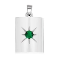 Silver rectangle pendant with star-set green gemstone and hanging ring accessory - Style 6 (Silver Rectangle Star Green Gem)