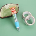 Mini Christmas reindeer 4-color ballpoint pen with light blue grip and cute silicone topper - Christmas Capybara-Reindeer