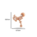 Boucle d'oreille nœud en or rose avec cristaux et pendentif courbé élégant - Style Nœud Étoile (6# Or Rose)