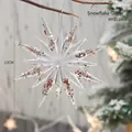 Glittery 13cm star snowflake Christmas tree ornament with golden sequins decoration - Starfish (Transparent Sequin)