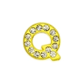 Golden 8mm rhinestone letter Q slider bead charm for DIY bracelet and jewelry making - 8mm Gold Rhinestone Letter-Q