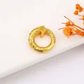 Golden pendant ring with relief scale texture and matte hammered finish on white stand - 1# Sand Gold Koi Luck